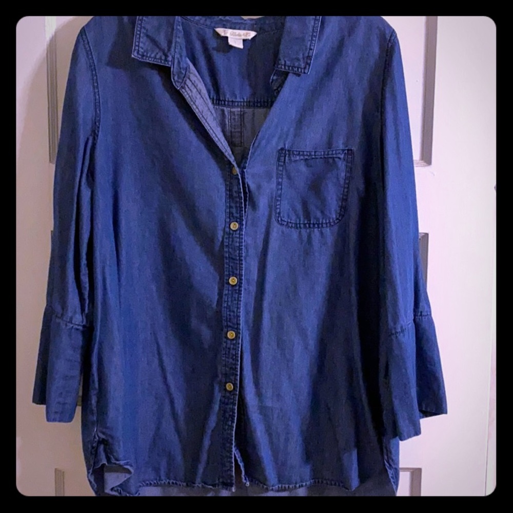 Denim button down blouse